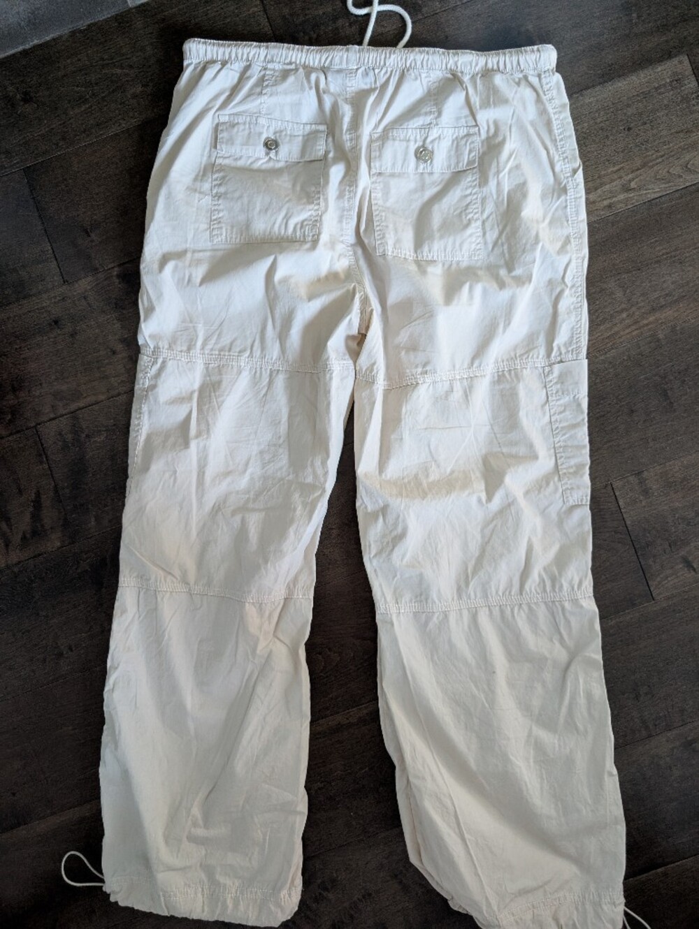 White/Beige Cargo Drawstring Pants - Picture 4 of 4
